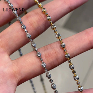 LUOWEND 18K White/Yellow Gold Necklace for Women