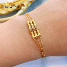 Load image into Gallery viewer, LUOWEND 18K Yellow Gold Natural Diamond Bracelet for Women
