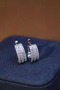 LUOWEND 18K White Gold Real Natural Diamond Hoop Earrings for Women