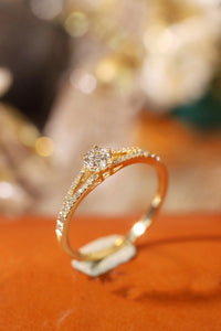 LUOWEND 18K Yellow Gold Real Natural Diamond Ring for Women