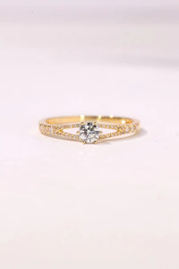 LUOWEND 18K Yellow Gold Real Natural Diamond Ring for Women