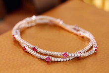 Load image into Gallery viewer, LUOWEND 18K White Gold Real Natural Ruby and Diamond Gemstone Bracelet for Women
