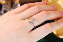 Load image into Gallery viewer, LUOWEND 18K White Gold Real Natural Yellow Diamond Ring for Women
