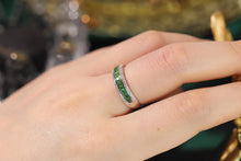Load image into Gallery viewer, LUOWEND 18K White Gold Real Natural Emerald and Diamond Gemstone Ring for Women
