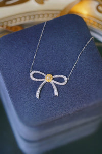 LUOWEND 18K White Gold Real Natural Yellow Diamond Pendant Necklace for Women