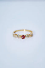 Load image into Gallery viewer, LUOWEND 18K Yellow Gold Real Natural Ruby and Diamond Gemstone Ring for Women
