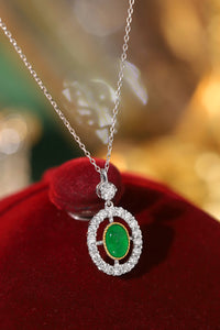 LUOWEND 18K White and Yellow Gold Real Natural Emerald and Diamond Gemstone Necklace for Women