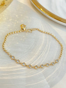 LUOWEND 18K White or Yellow Gold Natural Diamond Bracelet for Women