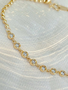 LUOWEND 18K White or Yellow Gold Natural Diamond Bracelet for Women