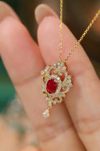 Load image into Gallery viewer, LUOWEND 18K Yellow Gold Real Natural Ruby and Diamond Gemstone Necklace for Women
