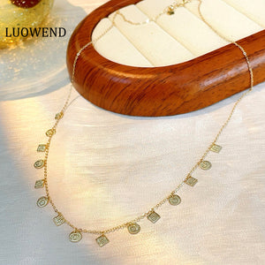 LUOWEND 18K Yellow Gold Necklace for Women