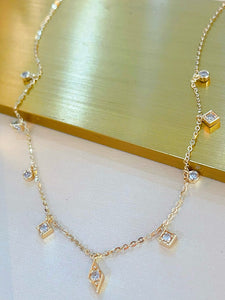 LUOWEND 18K Yellow or Rose Gold Natural Diamond Necklace for Women