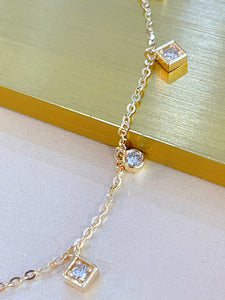 LUOWEND 18K Yellow or Rose Gold Natural Diamond Necklace for Women