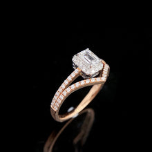 Load image into Gallery viewer, LUOWEND 18K Rose Gold Real Natural Diamond Ring for Women
