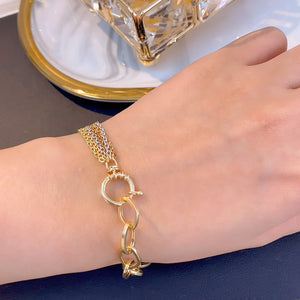 LUOWEND 18K White+Yellow+Rose Gold Bracelet for Women