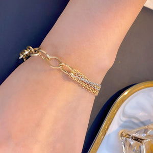 LUOWEND 18K White+Yellow+Rose Gold Bracelet for Women