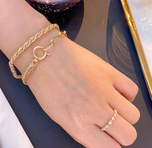 LUOWEND 18K White+Yellow+Rose Gold Bracelet for Women