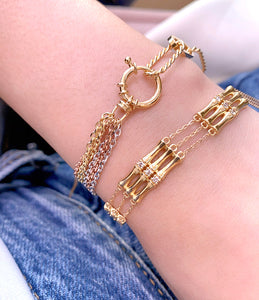 LUOWEND 18K White+Yellow+Rose Gold Bracelet for Women