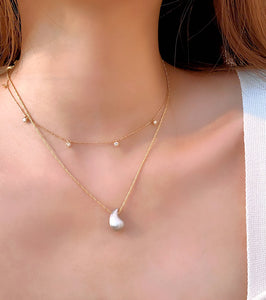 LUOWEND 18K White+Yellow Gold Necklace for Women