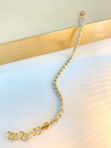 LUOWEND 18K White+Yellow Gold Bracelet for Women