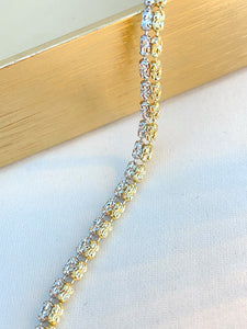 LUOWEND 18K White+Yellow Gold Bracelet for Women