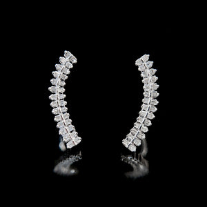 LUOWEND 18K White Gold Real Natural Diamond Hoop Earrings for Women