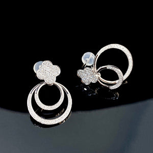 LUOWEND 18K White or Yellow Gold Real Natural Stud Earrings for Women