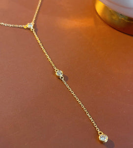 LUOWEND 18K Yellow Gold Real Natural Diamond Necklace for Women