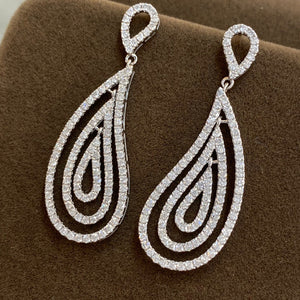 LUOWEND 18K White Gold Real Natural Diamond Drop Earrings for Women