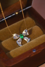 Load image into Gallery viewer, LUOWEND 18K Yellow Gold Real Natural Emerald and Diamond Gemstone Necklace for Women
