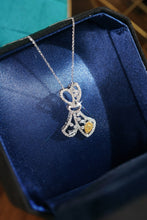 Load image into Gallery viewer, LUOWEND 18K White Gold Natural Yellow Diamond Necklace for Women
