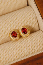 Load image into Gallery viewer, LUOWEND 18K Yellow Gold Real Natural Ruby and Diamond Earrings for Women
