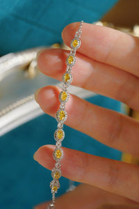 LUOWEND 18K White Gold Natural Yellow Diamond Bracelet for Women