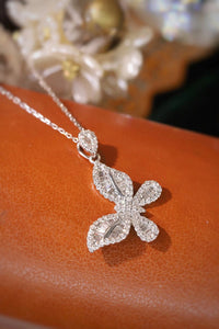 LUOWEND 18K White Gold Natural Diamond Pendant Necklace for Women