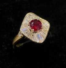 Load image into Gallery viewer, LUOWEND 18K Yellow Gold Real Natural Ruby Gemstone Ring for Women
