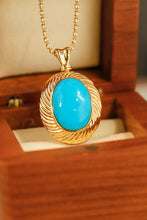 Load image into Gallery viewer, LUOWEND 18K Yellow Gold Real Natural Turquoise Necklace&amp;Ring for Women
