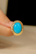 Load image into Gallery viewer, LUOWEND 18K Yellow Gold Real Natural Turquoise Necklace&amp;Ring for Women
