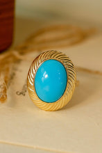 Load image into Gallery viewer, LUOWEND 18K Yellow Gold Real Natural Turquoise Necklace&amp;Ring for Women
