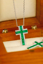 Load image into Gallery viewer, LUOWEND 18K White Gold Real Natural Emerald Necklace for Women
