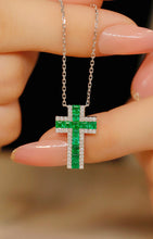 Load image into Gallery viewer, LUOWEND 18K White Gold Real Natural Emerald Necklace for Women
