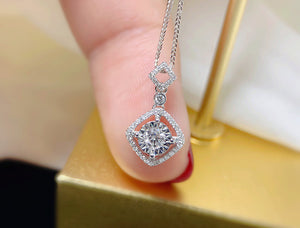 LUOWEND 18K White or Rose Gold Real Natural Diamond Pendant Necklace for Women