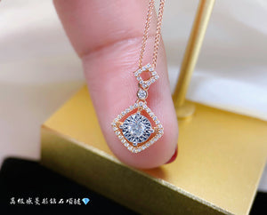 LUOWEND 18K White or Rose Gold Real Natural Diamond Pendant Necklace for Women