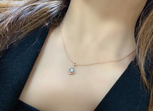 Load image into Gallery viewer, LUOWEND 18K White or Rose Gold Real Natural Diamond Pendant Necklace for Women
