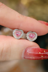 LUOWEND 18K White Gold Real Natural Pink Diamond Stud Earrings for Women