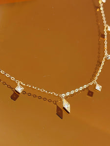 LUOWEND 18K Yellow or Rose Gold Natural Diamond Necklace for Women