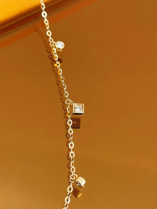 LUOWEND 18K Yellow or Rose Gold Natural Diamond Necklace for Women