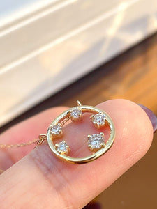 LUOWEND 18K White/Yellow/Rose Gold Natural Diamond Necklace for Women