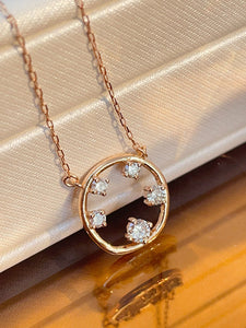 LUOWEND 18K White/Yellow/Rose Gold Natural Diamond Necklace for Women