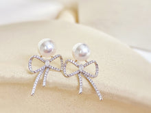 Load image into Gallery viewer, LUOWEND 18K White Gold Akoya Pearl Earrings for Women
