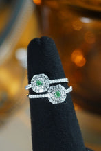 Load image into Gallery viewer, LUOWEND 18K White Gold Naturtal Green Diamond Ring for Women
